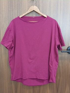 LULULEMON Raspberry Boatneck Top SZ L